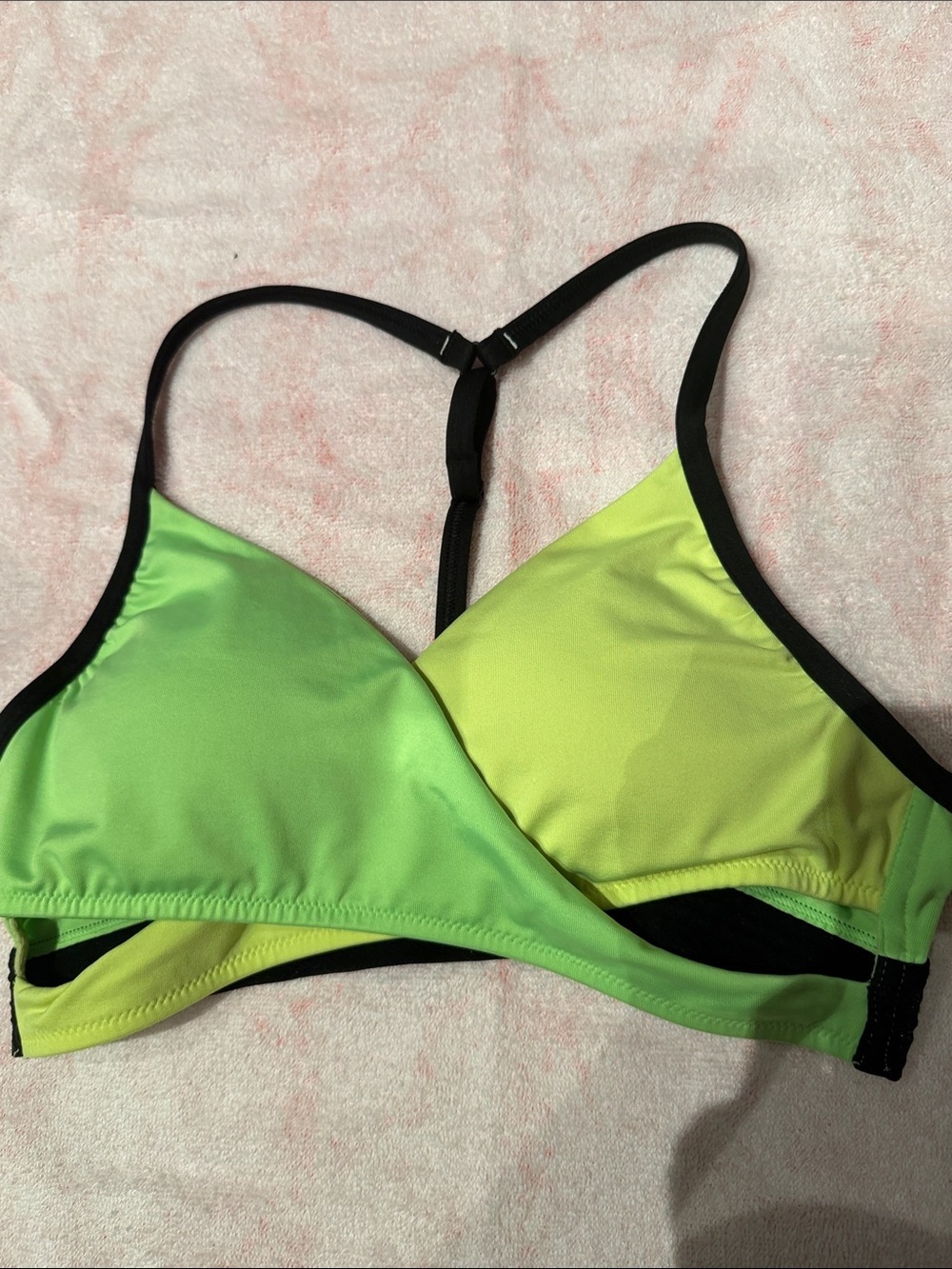 PINK Victoria's Secret Neon Lime Gradient Bralette with Black Trim